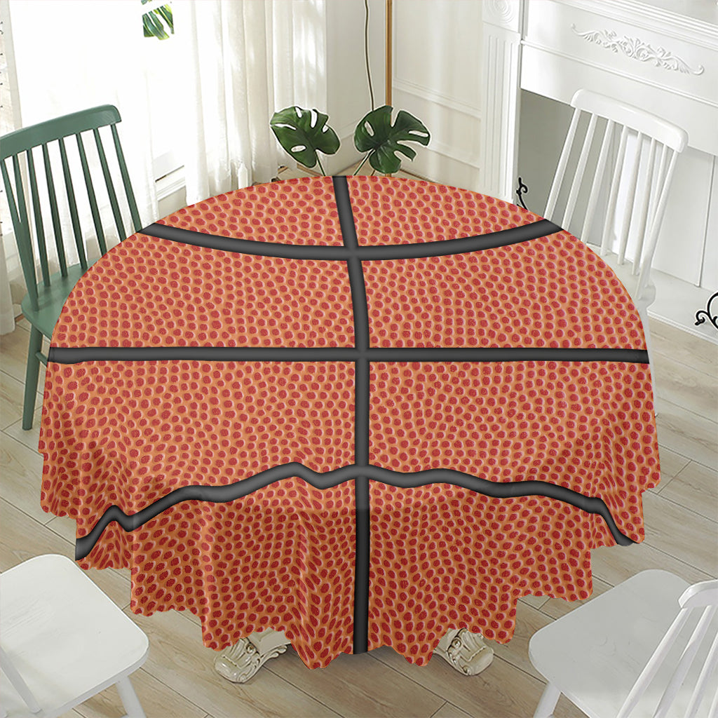 Basketball Ball Print Waterproof Round Tablecloth