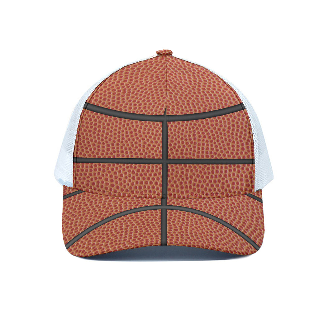 Basketball Ball Print White Mesh Trucker Cap