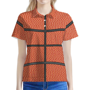 Basketball Ball Print Women's Polo Shirt