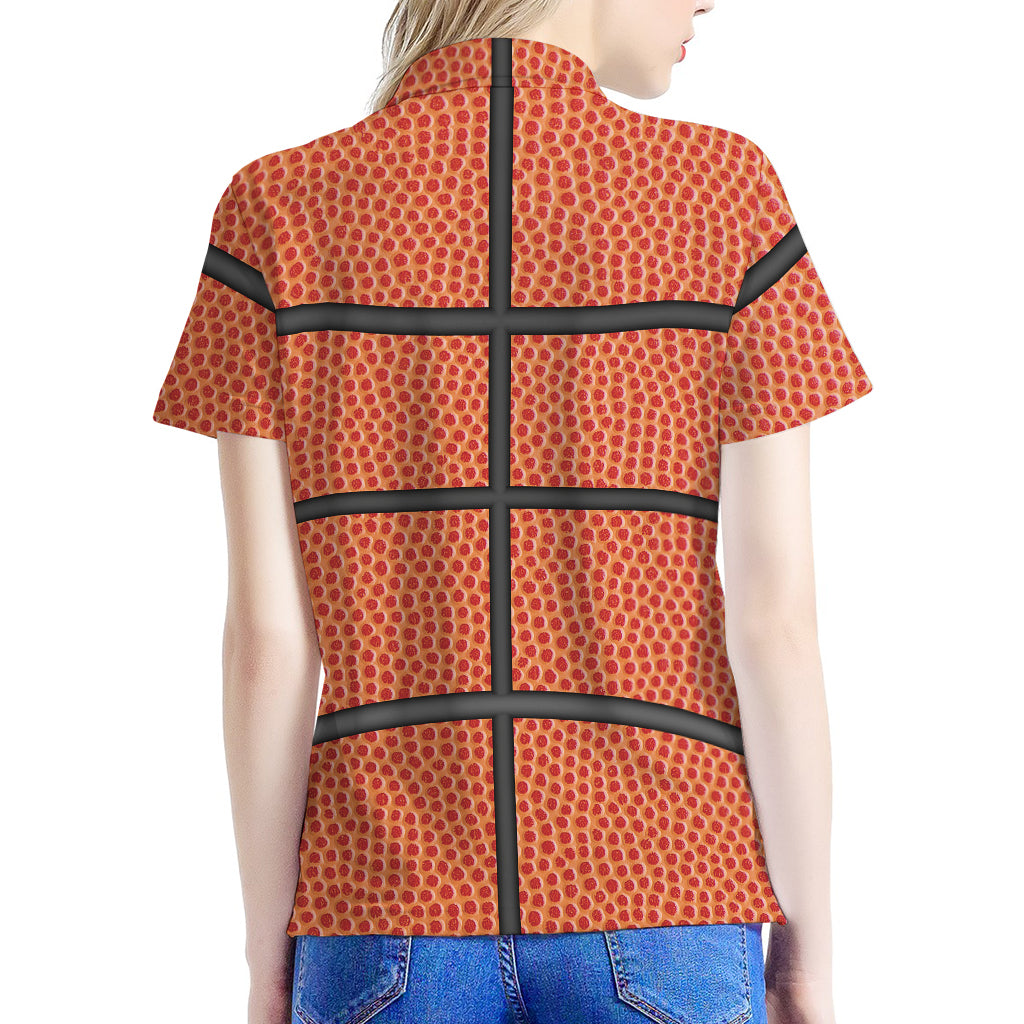 Basketball Ball Print Women's Polo Shirt