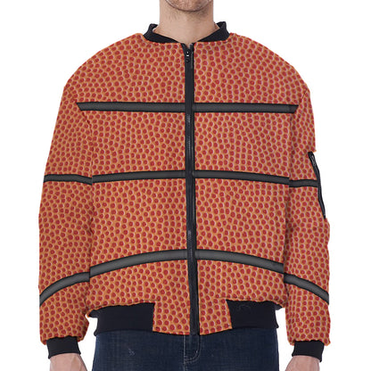 Basketball Ball Print Zip Sleeve Bomber Jacket