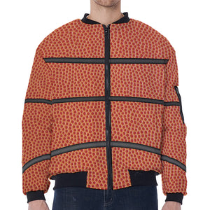 Basketball Ball Print Zip Sleeve Bomber Jacket