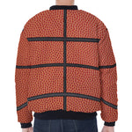 Basketball Ball Print Zip Sleeve Bomber Jacket