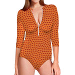 Basketball Bumps Print Long Sleeve Swimsuit