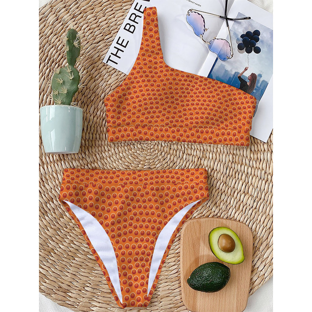 Basketball Bumps Print One Shoulder Bikini Top