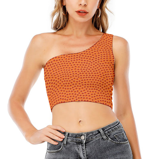Basketball Bumps Print One Shoulder Crop Top