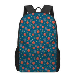 Basketball Theme Pattern Print 17 Inch Backpack