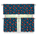 Basketball Theme Pattern Print 3 Piece Kitchen Curtains