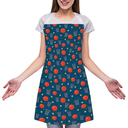 Basketball Theme Pattern Print Adjustable Apron