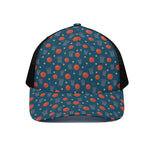 Basketball Theme Pattern Print Black Mesh Trucker Cap