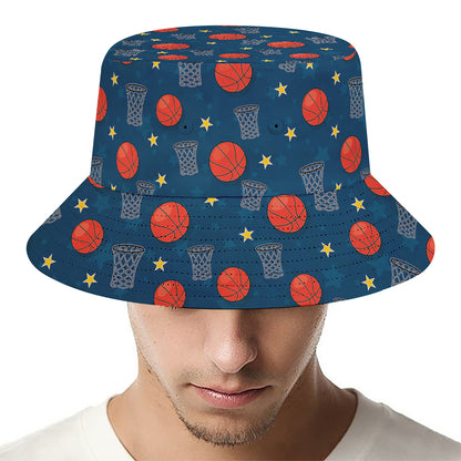 Basketball Theme Pattern Print Bucket Hat
