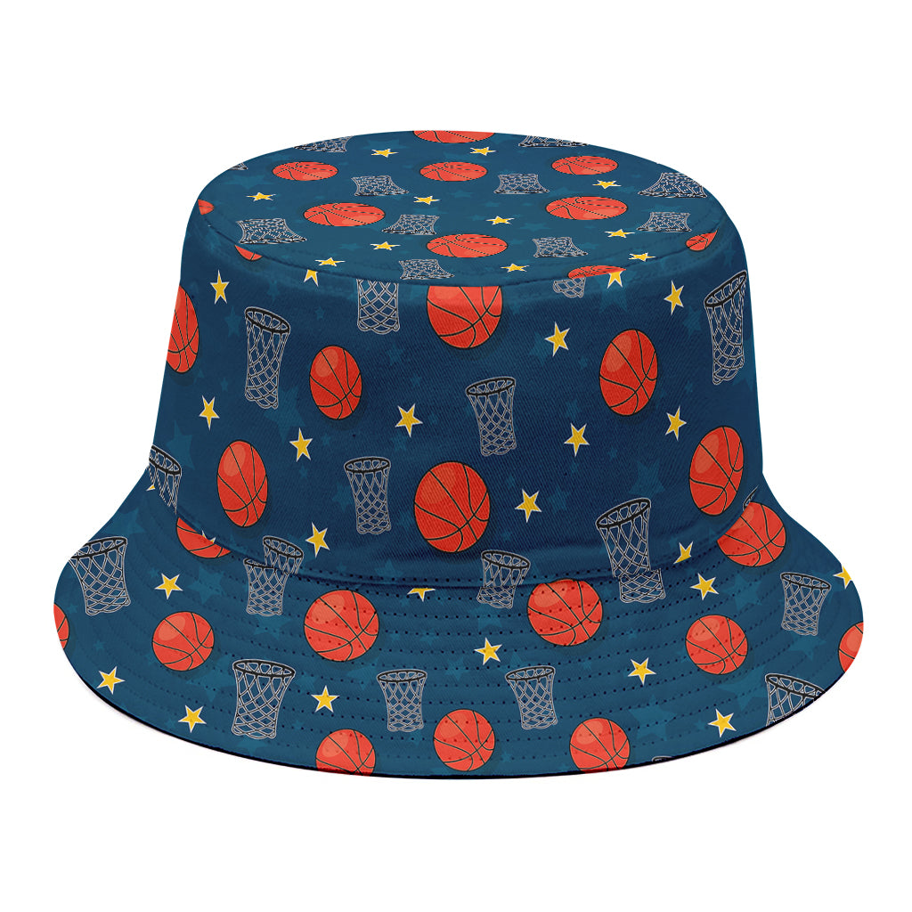 Basketball Theme Pattern Print Bucket Hat