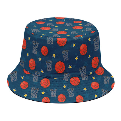 Basketball Theme Pattern Print Bucket Hat