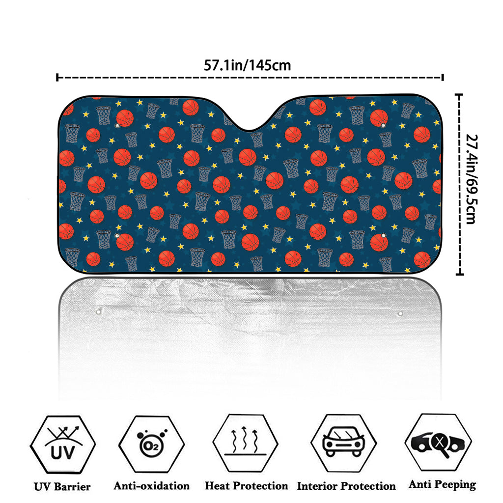 Basketball Theme Pattern Print Car Windshield Sun Shade