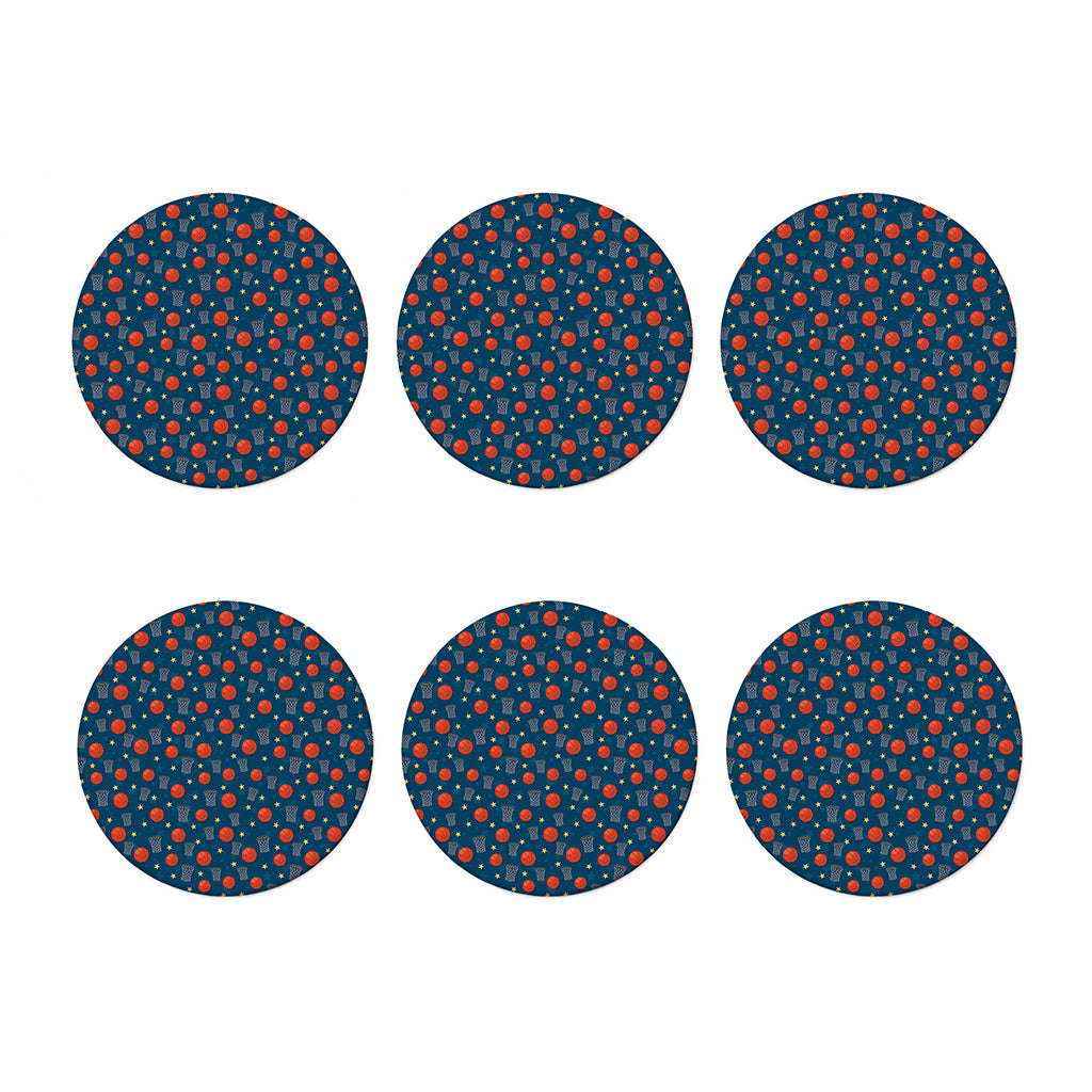 Basketball Theme Pattern Print Coaster Set