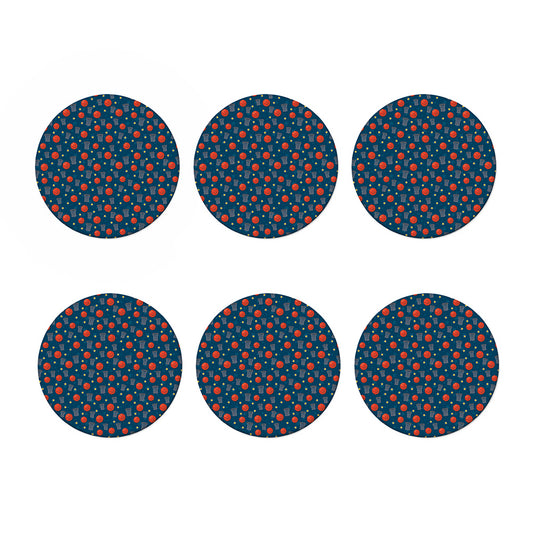 Basketball Theme Pattern Print Coaster Set