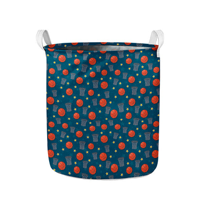 Basketball Theme Pattern Print Collapsible Laundry Basket