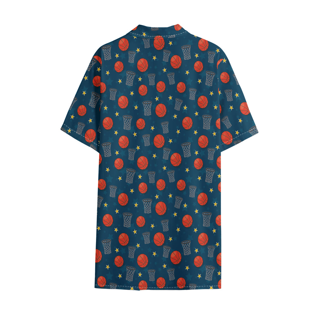 Basketball Theme Pattern Print Cotton Hawaiian Shirt