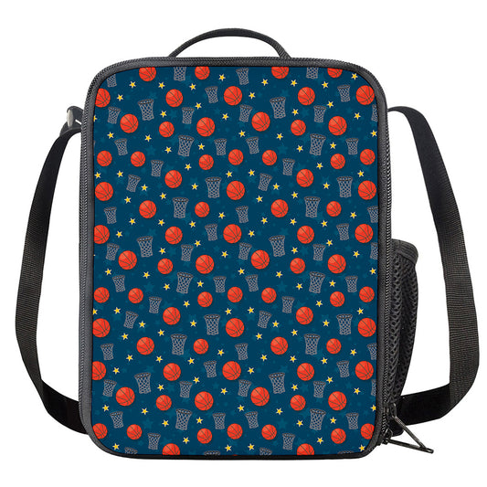 Basketball Theme Pattern Print Crossbody Lunch Bag