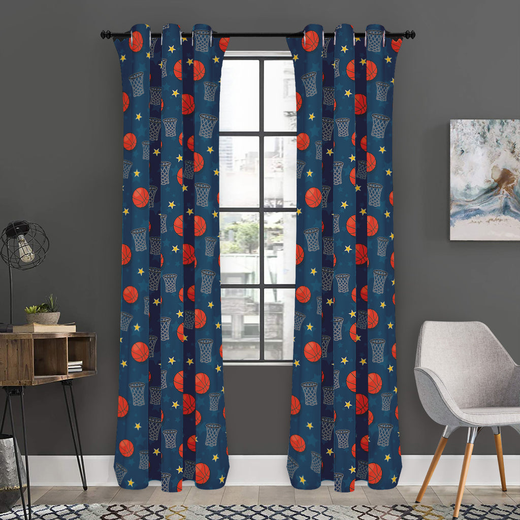 Basketball Theme Pattern Print Curtain