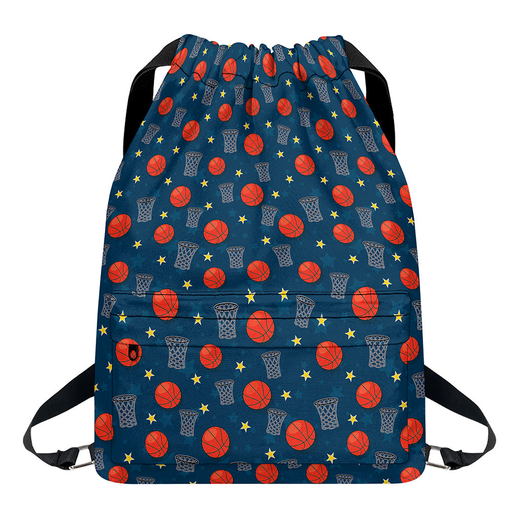 Basketball Theme Pattern Print Drawstring Backpack