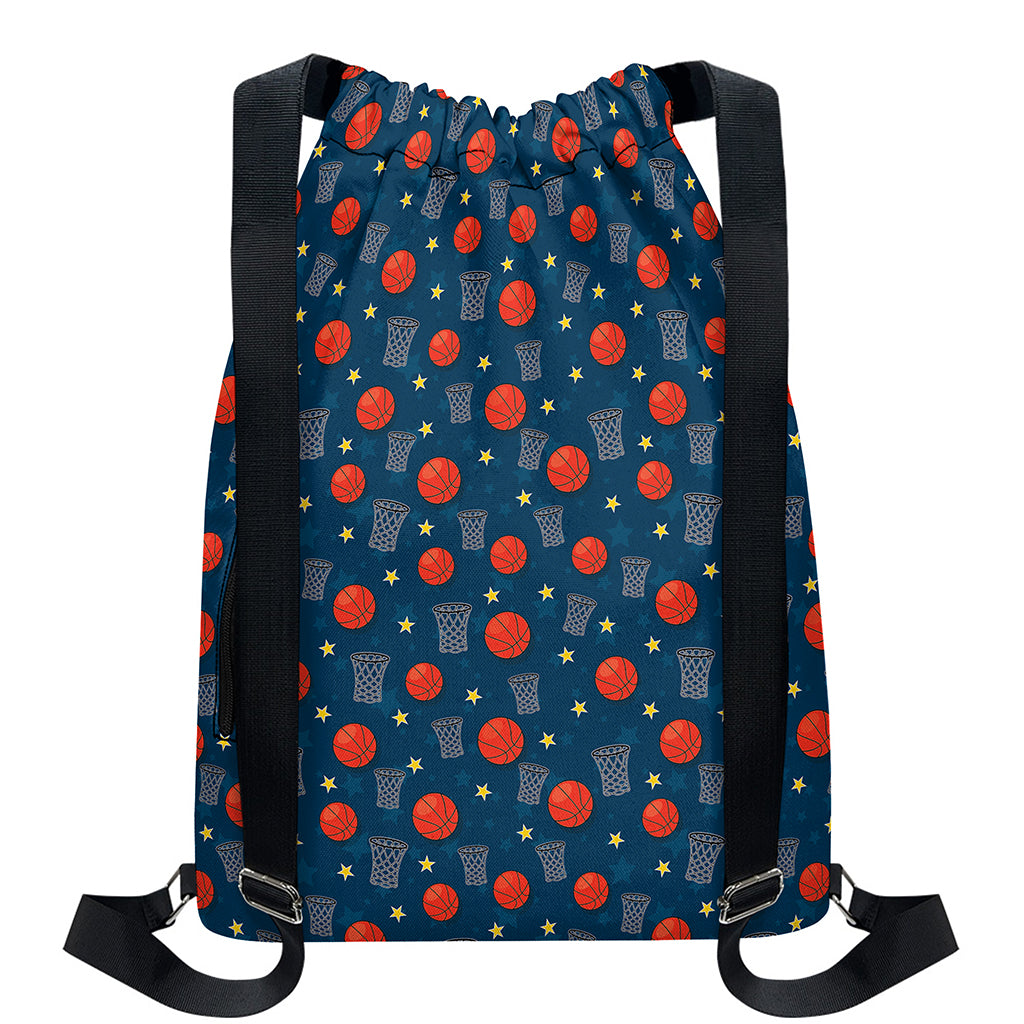 Basketball Theme Pattern Print Drawstring Backpack