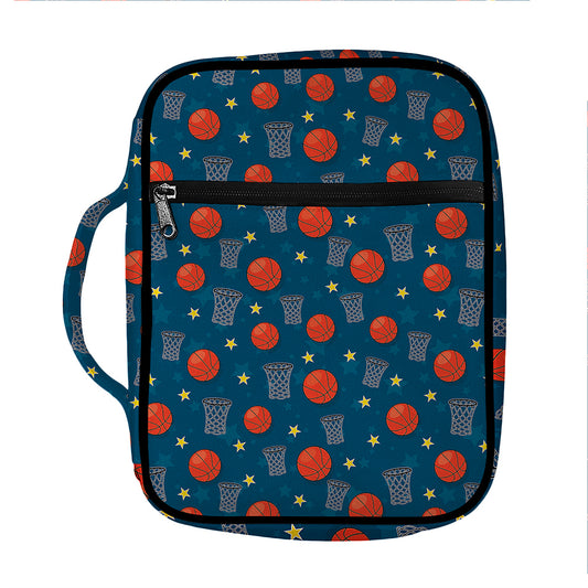 Basketball Theme Pattern Print Front Pocket Bible Bag