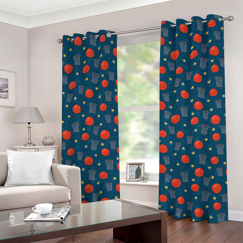 Basketball Theme Pattern Print Grommet Curtains