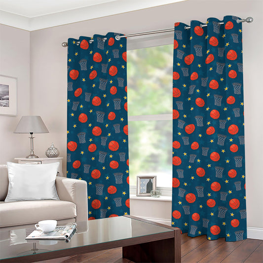 Basketball Theme Pattern Print Grommet Curtains