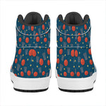 Basketball Theme Pattern Print High Top Leather Sneakers