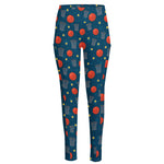 Basketball Theme Pattern Print High-Waisted Pocket Leggings