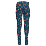 Basketball Theme Pattern Print High-Waisted Pocket Leggings