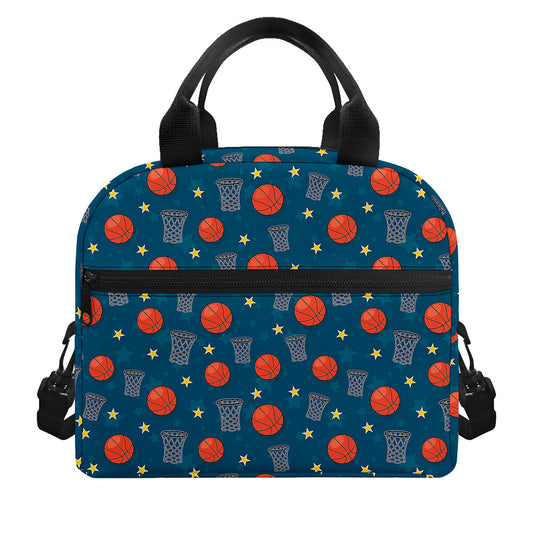 Basketball Theme Pattern Print Insulated Lunch Bag