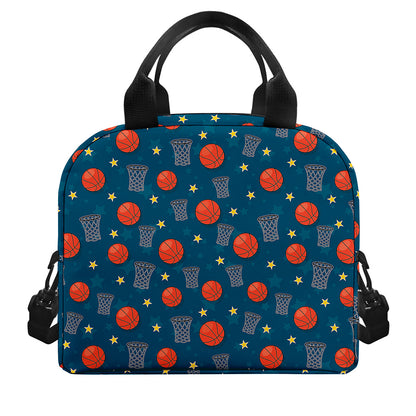 Basketball Theme Pattern Print Insulated Lunch Bag