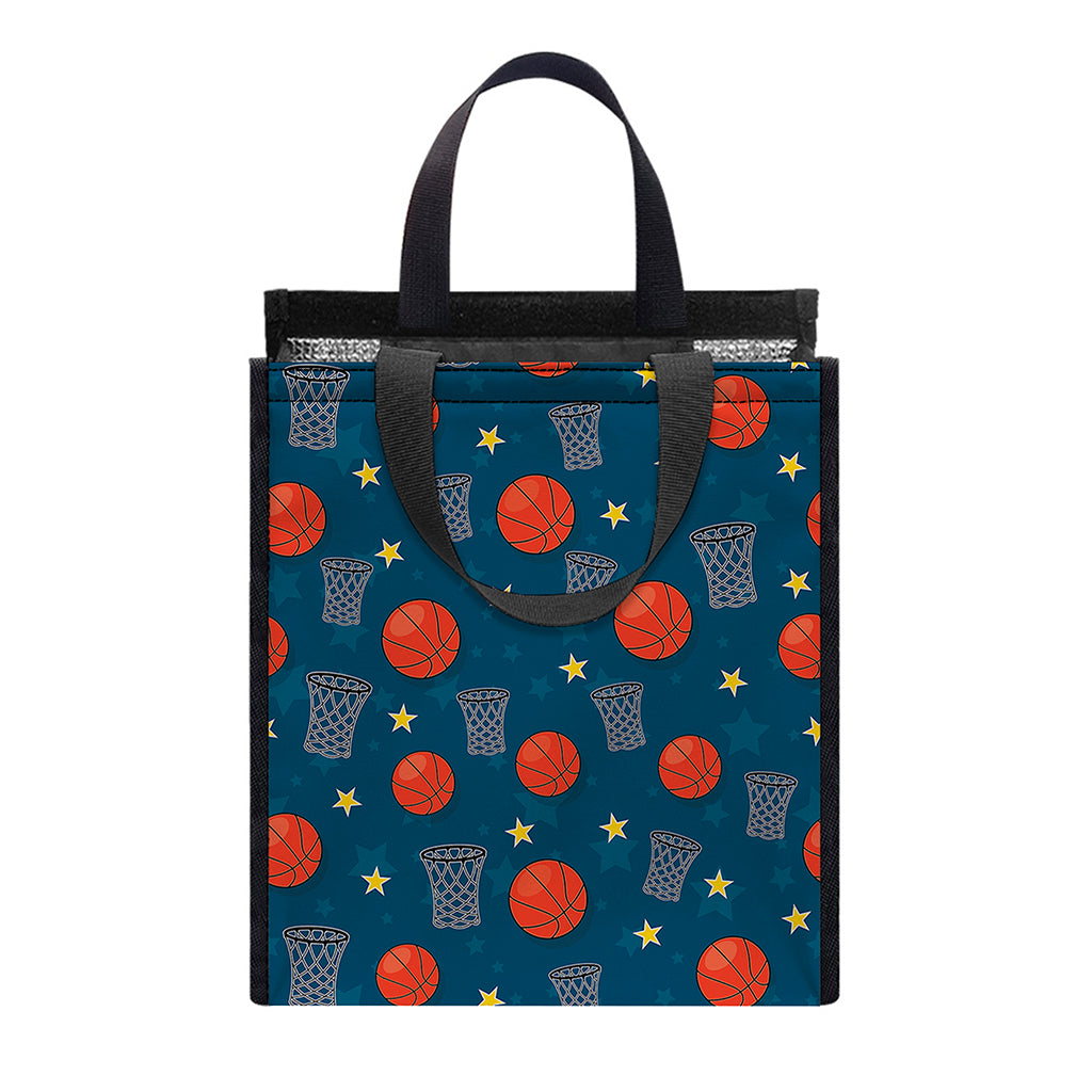 Basketball Theme Pattern Print Insulated Lunch Tote