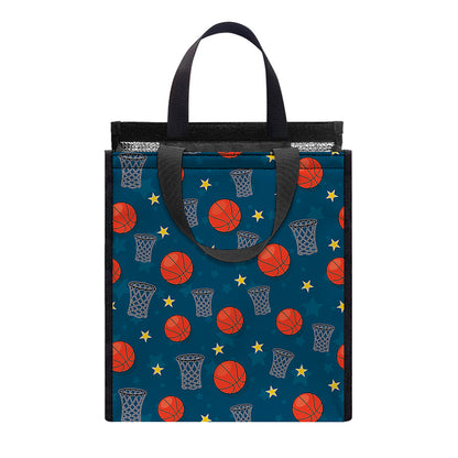 Basketball Theme Pattern Print Insulated Lunch Tote