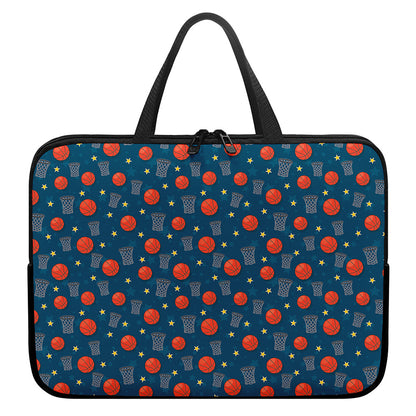 Basketball Theme Pattern Print Laptop Sleeve With Handle