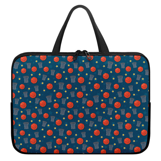 Basketball Theme Pattern Print Laptop Sleeve With Handle