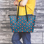 Basketball Theme Pattern Print Leather Tote Bag