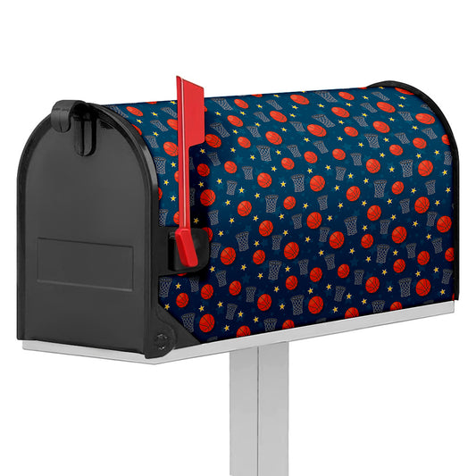 Basketball Theme Pattern Print Mailbox Cover
