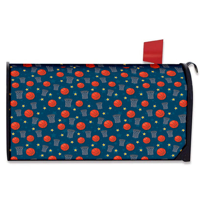Basketball Theme Pattern Print Mailbox Cover