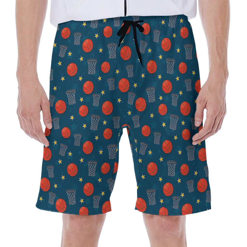 Basketball Theme Pattern Print Men's Beach Shorts