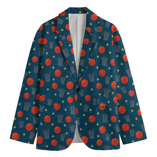 Basketball Theme Pattern Print Men's Blazer