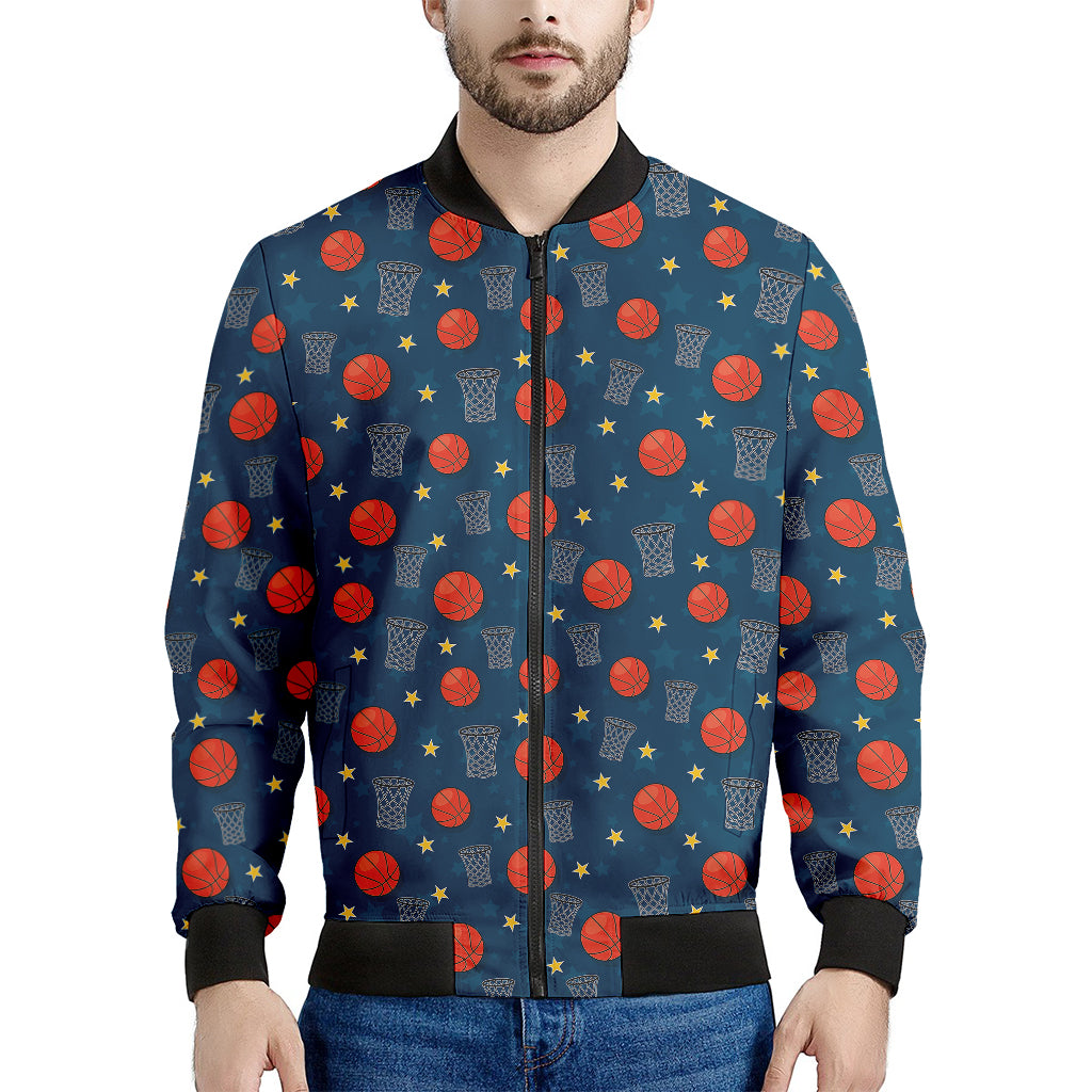 Basketball Theme Pattern Print Men's Bomber Jacket