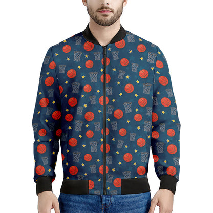 Basketball Theme Pattern Print Men's Bomber Jacket