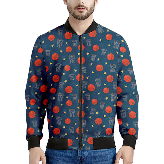 Basketball Theme Pattern Print Men's Bomber Jacket