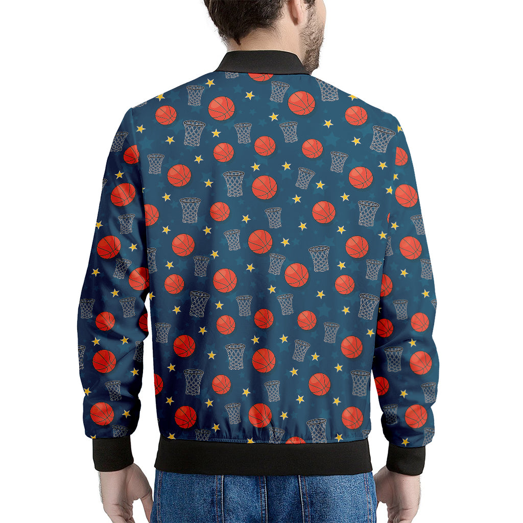 Basketball Theme Pattern Print Men's Bomber Jacket