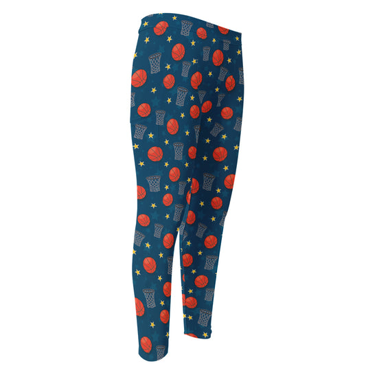 Basketball Theme Pattern Print Men's Compression Pants