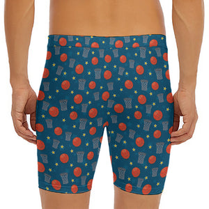 Basketball Theme Pattern Print Men's Long Boxer Briefs