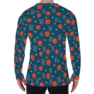 Basketball Theme Pattern Print Men's Long Sleeve T-Shirt